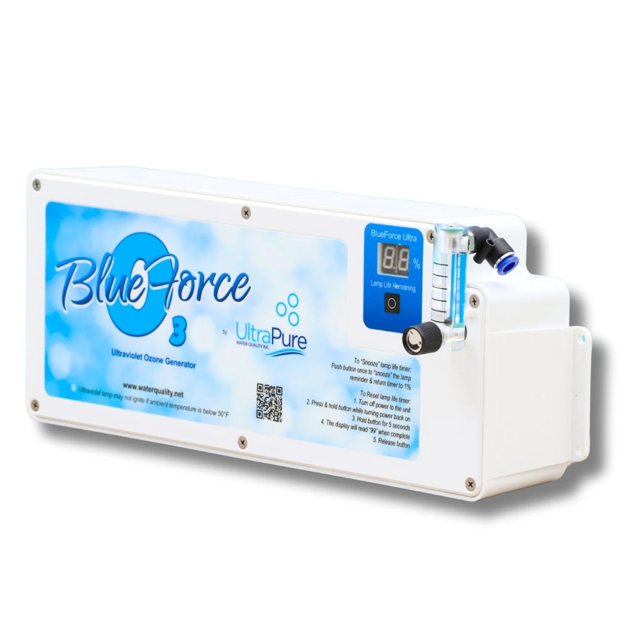Ultra Pure Blue Force O3 Ozonator With Timed Lamp For In Ground Pools Up To 40,000 Gallons 3 Ultra Pure Blue Force O3 Ozonator With Timed Lamp For In Ground Pools Up To 40,000 Gallons