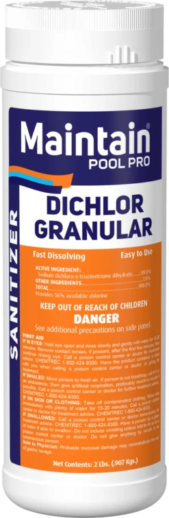 Di-Chlor Granular Chlorine, 2 Lbs. 99% Sodium Dichlor.