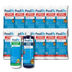 Algae Treatment Bundle For Chlorine Pools With 12 Bags Of Turbo Shock, AlgaeBomb 60 And TurboBlu Clarifier