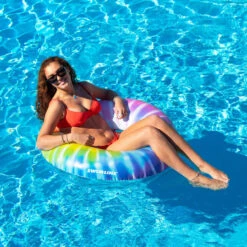 Swimline 42" Spiral Tie Dye Inflatable Pool Ring -Swimming 42 Tie Dye Pool Ring 04532.1717614874