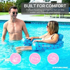 Swimline 90466 Floating Inflatable Flamingo Fabric Covered U-Seat Pool Float -Swimming 81GeEbcKZmL. AC SX679 63899.1691772664