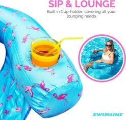 Swimline 90466 Floating Inflatable Flamingo Fabric Covered U-Seat Pool Float -Swimming 81I7jRIqqdL. AC SX679 74904.1691772664