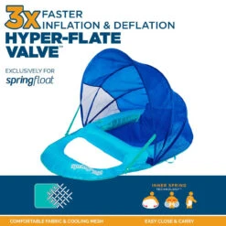 SwimWays Spring Float Recliner Lounge Chair With Canopy -Swimming Spring Float Recliner with canopy image 2 11090.1679506658