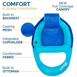 SwimWays Spring Float Recliner Lounge Chair With Canopy -Swimming full5 2 96630.1679506658