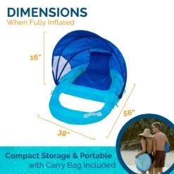 SwimWays Spring Float Recliner Lounge Chair With Canopy -Swimming full6 2 23994.1679506658